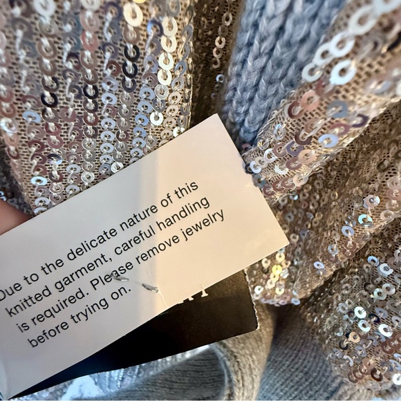 I.N.C. Silver Sequin Sweater Hoodie NWT - Picture 4 of 7